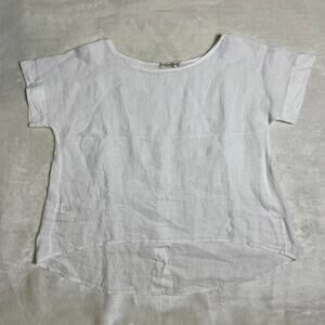 Terzo Millenio Linen Blouse Women's S Classic White Beach Boho Summer Lagenlook